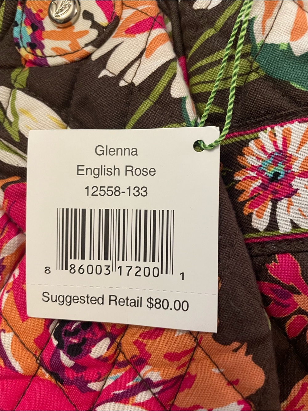 Vera Bradley Quilted Floral Tote in Brown with Pink & Orange Accents - Picture 2 of 5